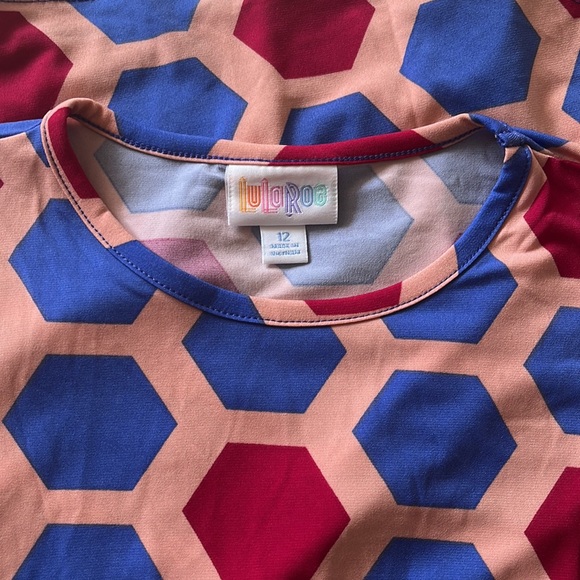 LuLaRoe size 12 girls dress pockets geometric NWOT - Picture 2 of 4